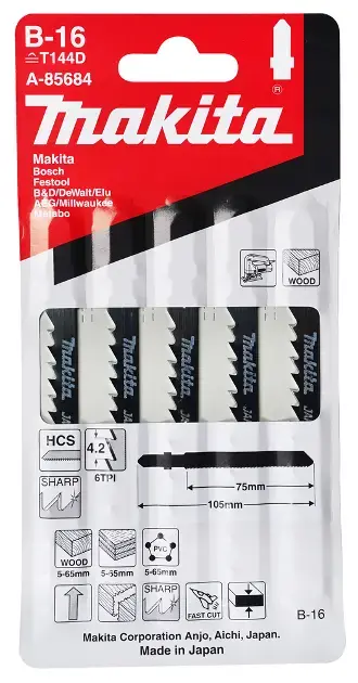 Makita - Set de lames de scie 6 TPI, longueur 105 mm, 5 pcs A-85684