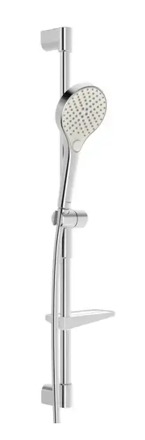 Hansa Viva – Set pomme de douche, barre et flexible, 3 jets, acier brossé 4416021080