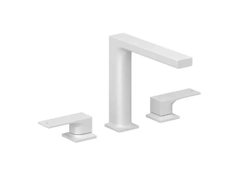 Kludi Decus - Mitigeur de lavabo avec bonde Push-Open, installation 3 trous, blanc mat 543935375