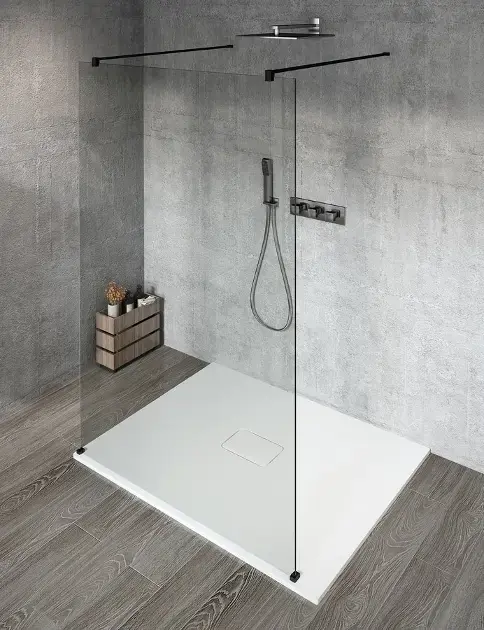 Gelco Vario – Paroi de douche Walk-In, 90×200 cm, Verre revêtu, noir mat/verre clair GX1290GX2214