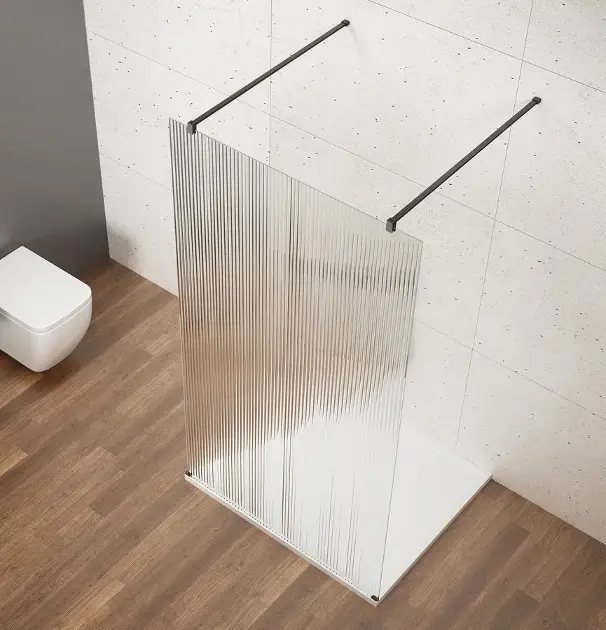 Gelco Vario – Paroi de douche Walk-In, 90×200 cm, Verre revêtu, noir mat/verre nordique GX1590-02