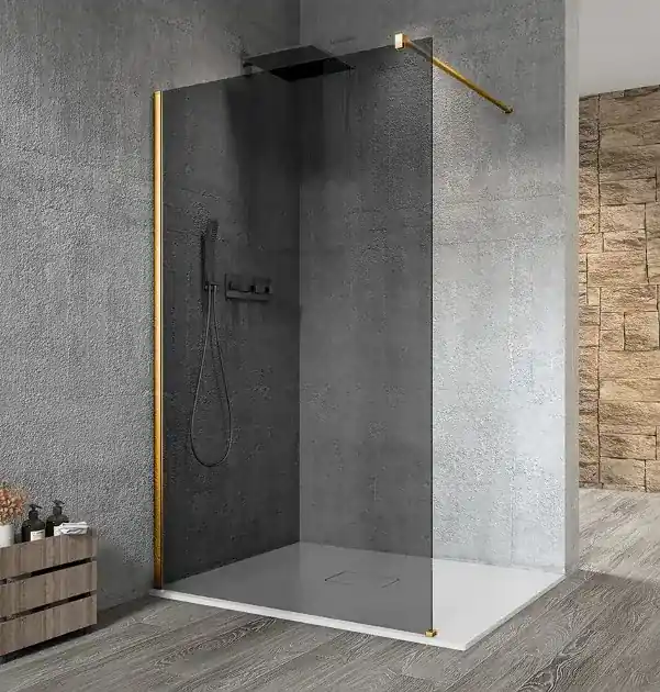 Gelco Vario – Paroi de douche Walk-In, 80×200 cm, Verre revêtu, or mat/verre fumé GX1380-01