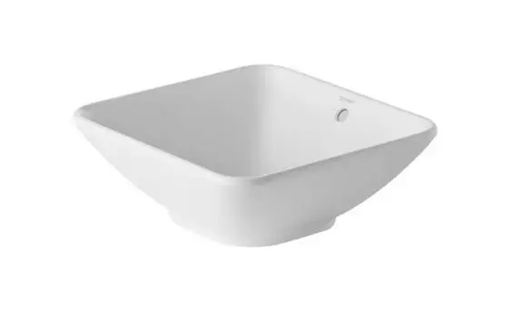 Duravit Bacino – Vasque à poser 42 x 42 cm, avec trop-plein, sans trou de robinetterie, DuraShield, blanche 033342AA00