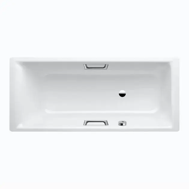Kaldewei Ambiente - Baignoire rectangulaire Puro Star 690, 170x70 cm, avec trous pour poignées, trop-plein latéral, effet Perl, blanc 259000013001