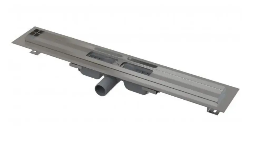 Alca - Caniveau de douche Low 65 cm, avec rebord pour grille perforée, inox APZ101-650
