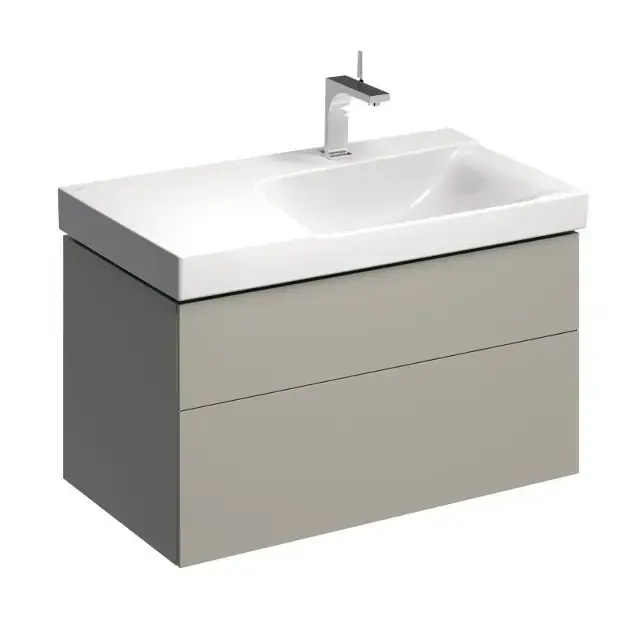 Geberit Xeno 2 – Meuble sous lavabo 90 cm avec plage de dépose, tiroir avec luminaire LED, greige 500.516.00.1