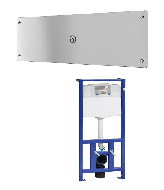 Sanela - Chasse d'eau piézoélectrique avec couvercle spécial anti-vandalisme, y compris cadre de montage avec réservoir SLR 21, 24 V DC SLW 02PA