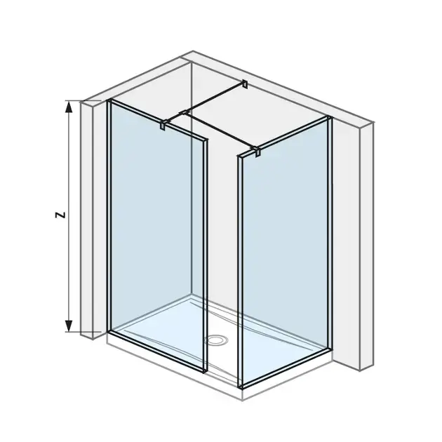 Jika Pure - Walk In d’angle, 2 parois 68x200 cm et 884x200 cm, avec finition Jika Perla Glass H2684240026681