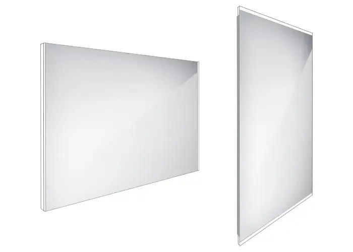 Nimco – Miroir avec éclairage LED, 100×70 cm, aluminium ZP 9004