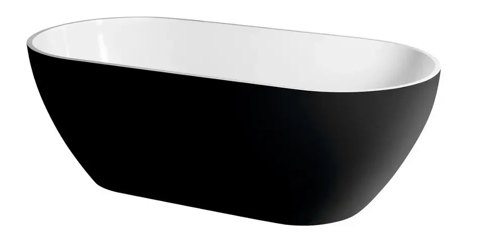 Polysan – Baignoire îlot Reduta 150x75x58 cm, marbre coulé, noir/blanc 72974