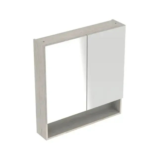 Geberit Selnova Square - Armoire de toilette 85x79x18 cm, 2 portes, noyer clair hickory 501.271.00.1