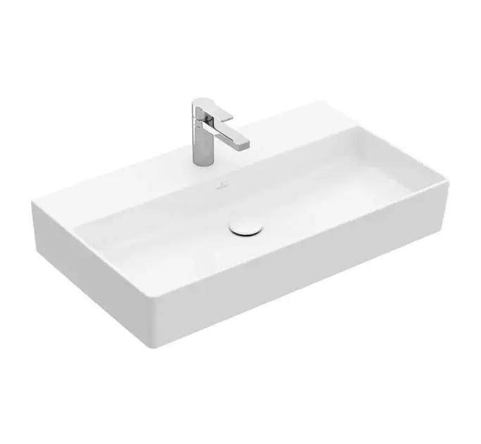 Villeroy & Boch Memento 2.0 - Lavabo 80x47 cm, sans trop-plein, trou de robinetterie, CeramicPlus, blanc alpin 4A2281R1