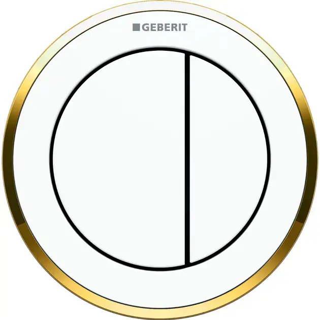 Geberit – Déclenchement à distance type 10, pneumatique, pour rinçage double touche, blanc alpin / doré 116.057.KK.1