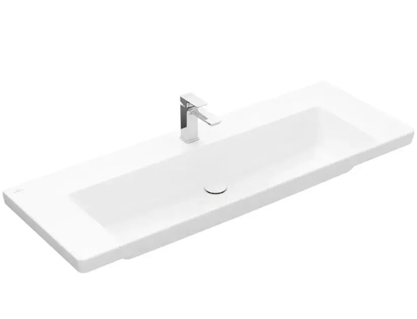 Villeroy & Boch Subway 3.0 - Lavabo 130x47 cm, sans trop-plein, trou pour robinetterie, CeramicPlus, Stone White 4A70D2RW