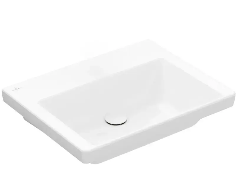 Villeroy & Boch Subway 3.0 - Meuble-lavabo 60x47 cm, sans trop-plein, sans trou pour robinet, CeramicPlus, Stone White 4A706FRW