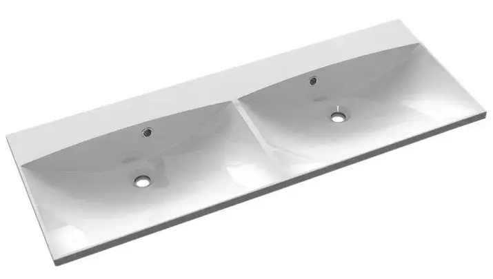 Sapho Maria - Double-lavabo 120x46 cm, avec trop-plein, sans trou pour robinet, blanc MA120-0
