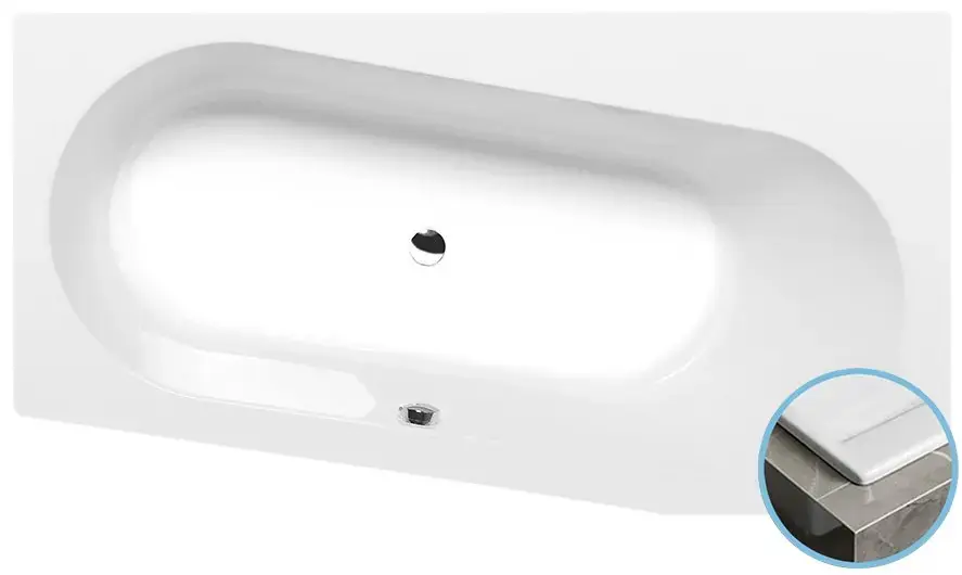 Polysan – Baignoire asymétrique, 165x90x48 cm, à droite, blanc 31611S