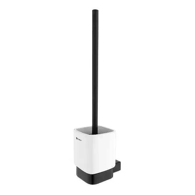Nimco Kibo - Brosse WC murale avec support, céramique blanche / noir mat Ki-14094KN-90