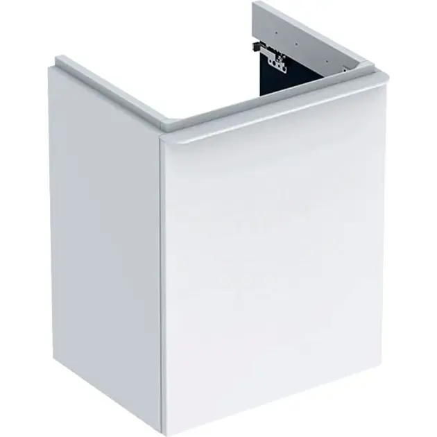 Geberit Smyle Square - Meuble pour lavabo, 49x41x62 cm, 1 porte, charnières à droite, blanc brillant / blanc mat 500.363.00.1