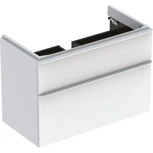 Geberit Smyle Square - Meuble pour lavabo, 88x47x62 cm, 2 tiroirs, blanc brillant / blanc mate 500.354.00.1