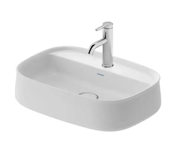 Duravit Zencha – Lavabo à poser 55×39 cm, sans trop-plein, trou pour robinet, DuraCeram, WonderGliss, blanc mat 2374553271