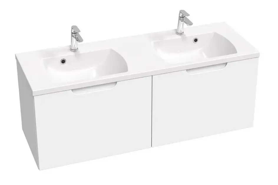 Ravak Classic II - Meuble lavabo 129x45x47 cm, 2 tiroirs, blanc brillant X000001482