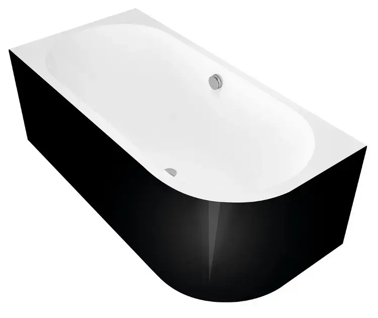 Polysan Monolith - Baignoire asymétrique Astra L, 160x75x60 cm, à gauche, blanc/noir 33611MB