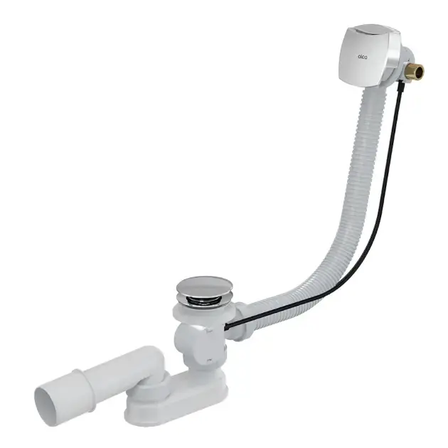 Alca - Kit vidange et trop-plein de baignoire avec remplissage, pour baignoires à parois épaisses, longueur 1200 mm, métal A565KM1-120