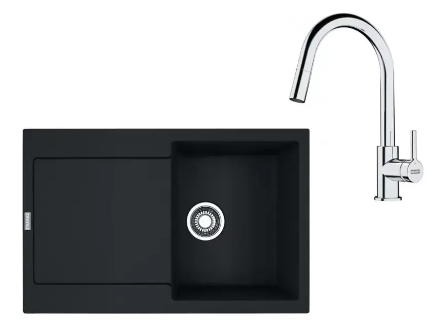 Franke - Set de cuisine G258MČ, évier en fragranit MRG 611 + robinet FS 3229.031, nori mat / chrome 114.0700.717
