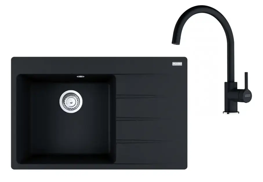 Franke - Set de cuisine G272O, évier en fragranit CNG 611-78 TL/2 + robinet FC 6018.071, onyx 114.0700.779