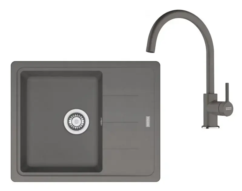 Franke - Set de cuisine G278ŠK, évier en fragranit BSG 611-62 + robinet FC 6018.084, gris pierre 114.0700.804