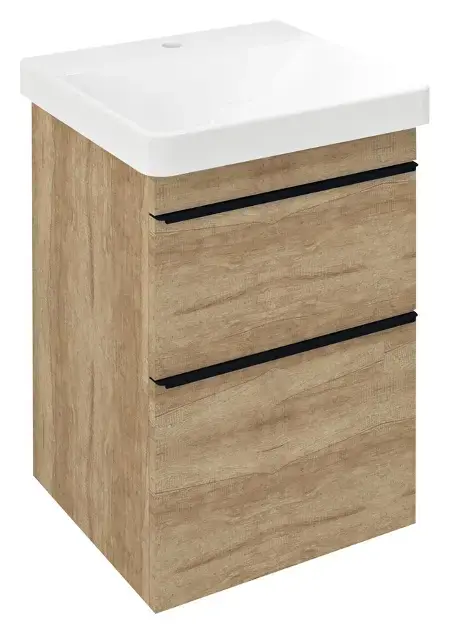 Sapho Sitia - Meuble-lavabo 70x46x44 cm, 2 tiroirs, chêne Alabama SI050-2222
