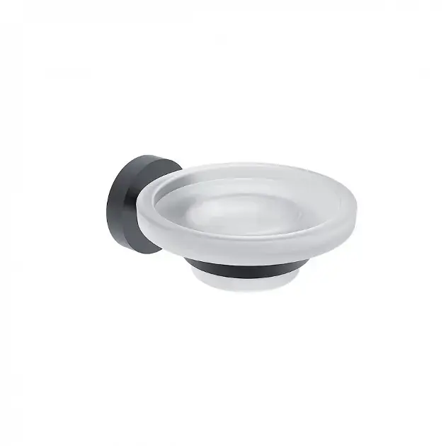 Nimco Unix – Porte-savon avec support, verre dépoli/noir mat UNC 13059W-90