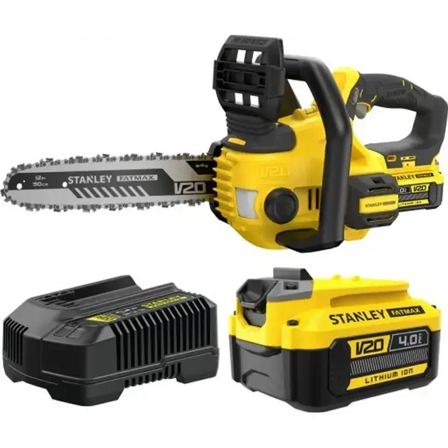 Stanley - Tronçonneuse sans fil 18V 30 cm, 1 batterie 4,0 Ah Li-Ion, chargeur SFMCCS630M1-QW