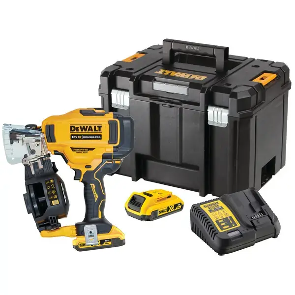 DeWALT – Cloueuse sans fil 18V 19-45 mm, 2 batteries 2,0 Ah XR, chargeur DCN45RND2