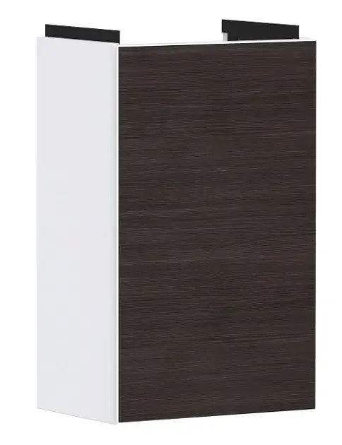 Hansgrohe Xevolos E - Meuble pour lavabo, 58x34x25 cm, 1 porte, charnières à gauche, blanc mat/chêne foncé 54166730