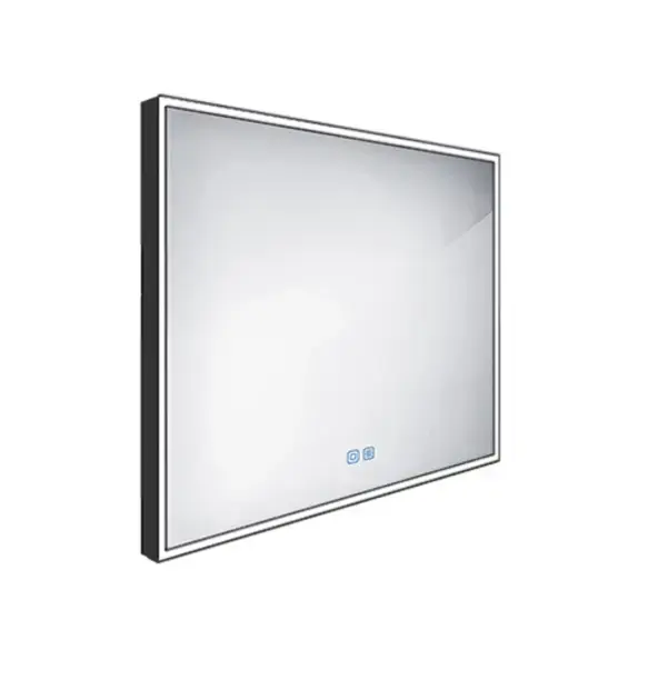 Nimco – Miroir avec éclairage LED, 80×70 cm, touches tactiles, noir mat ZPC 13003VX-90