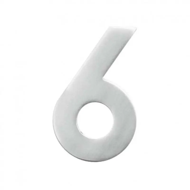 Chiffre 6 inox brossé 130mm MUST FLAT