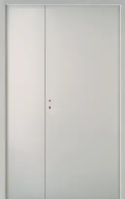 Bloc-porte PLAN à Recouvrement - Plane Ame Alvéolaire - 2 vantaux tierces - Huisserie PERF+ 88x55mm - Serrure PDDT - Poussant Droit - 204x146cm (93+53cm) - AXE 50MM