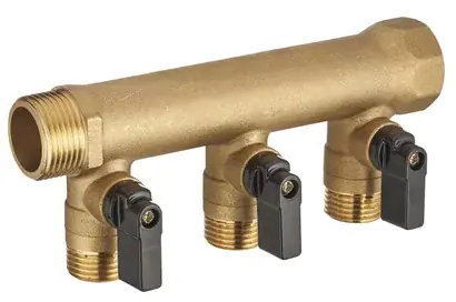 Collecteur monobloc MF3/4&prime; – Départs M1/2&prime; avec vannes – 3 départs
