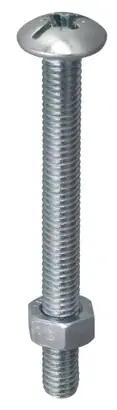 Boulon poelier Pozidriv Tête ronde large Acier zingué 5x30 Blister de 16