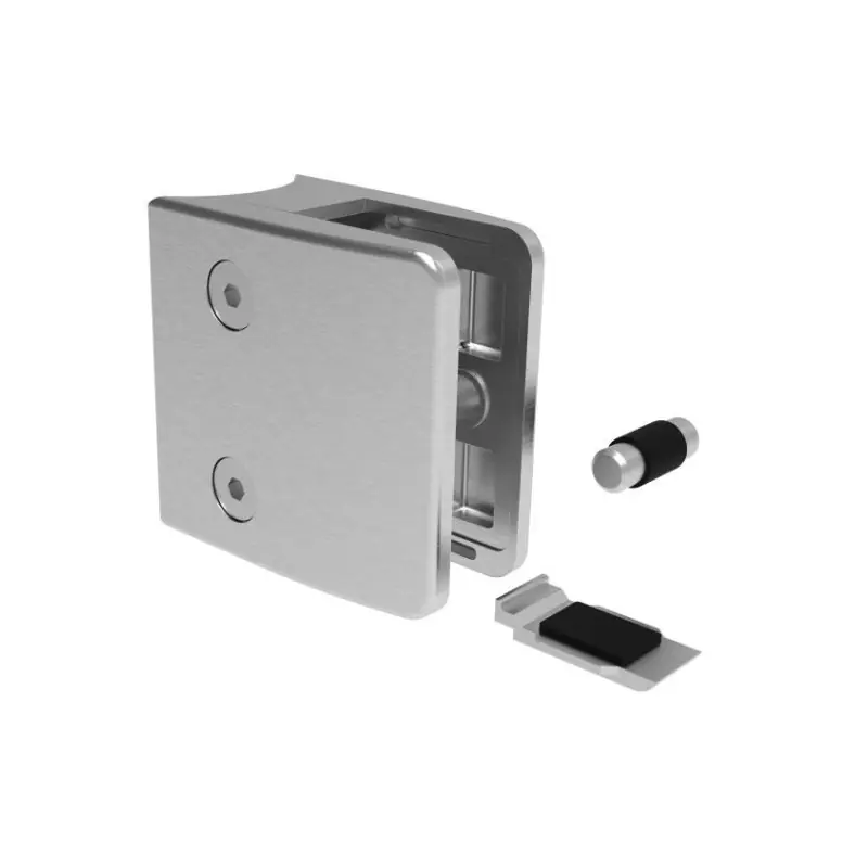 Pince à verre inox 304 brossé carré 55x65x36,5 pour tube Ø42,4mm avec goupille (sans cale)