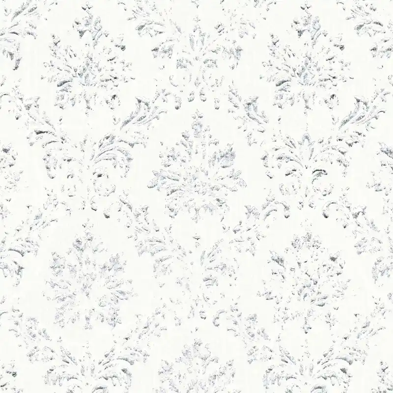 A.S. Creation Metallic Silk | 306621 | papier peint intissé baroque | 0.53 m x 10.05 m | blanc