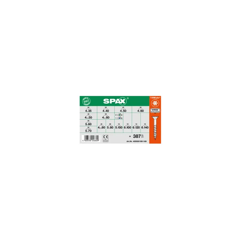 1 x Assortiment de 364 Vis bois Tête fraisée T-STAR WIROX + 3 Embout