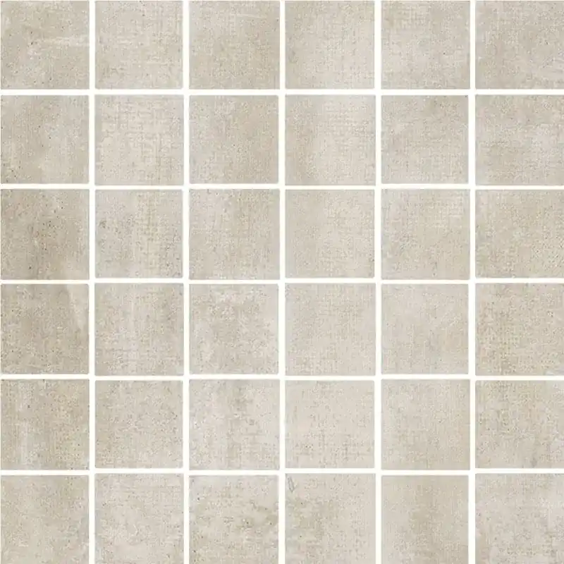 Mosaïque en porcelaine aspect béton Runway Ash adoucie 2×2