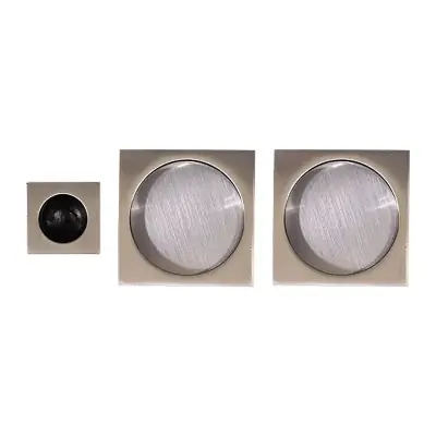 Jeu poignées cuvettes carrées + tire-porte pour portes coulissantes