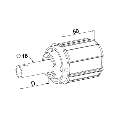 Embout ZF 54 L50 Tube Ø16 mm Côté Manuvre | ZURFLUH FELLER